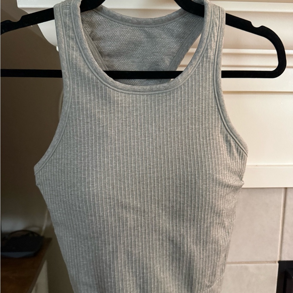 Gray Ribbed Tank Top
